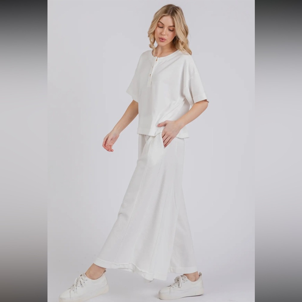 White Wide Leg Jumpsuit - Picture 3 of 7